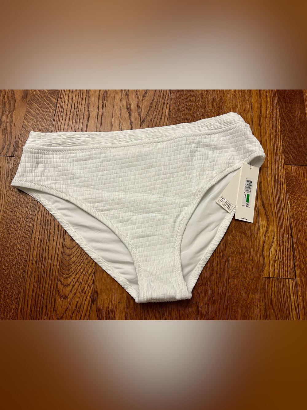 DKNY White Ribbed Womens Swim Bottoms